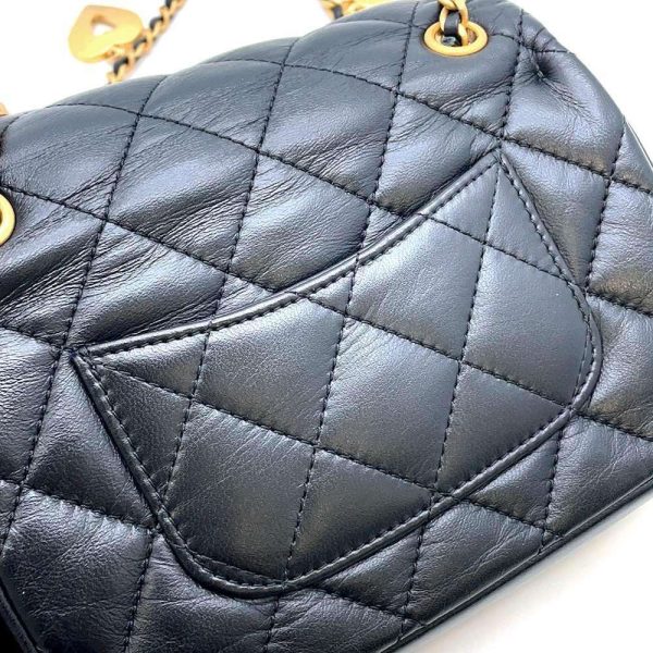 9535879 09 Chanel Mini Matelasse Shoulder Bag Heart Lambskin Black