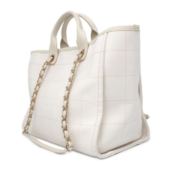 9535893 02 CHANEL Deauville Line Coco Mark Large 2way Shoulder Bag White