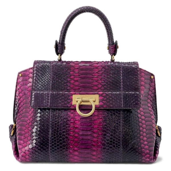 9537040 01 Salvatore Ferragamo Gancini Python Handbag