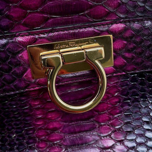 9537040 09 Salvatore Ferragamo Gancini Python Handbag