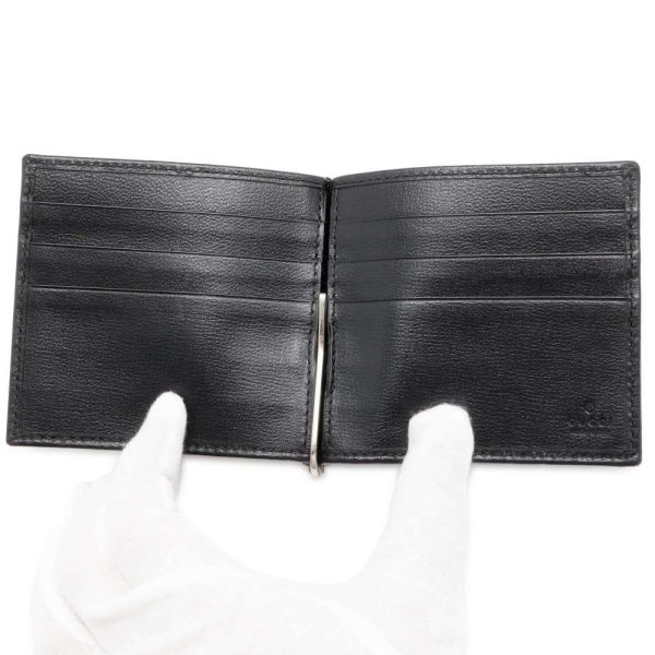 9538139 04 Gucci Wallet GG Supreme Money Clip Type Wallet Black