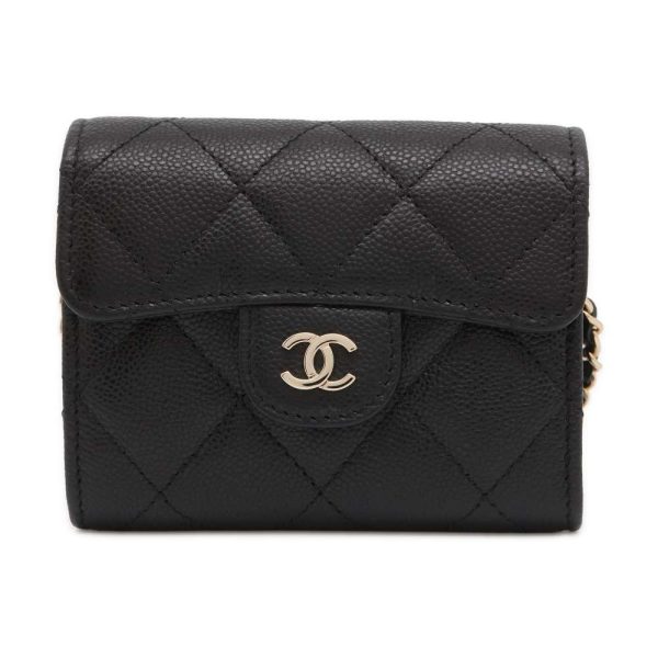 9539037 01 CHANEL Chain Wallet Matelasse Cocomark Mini Soft Caviar Skin Black