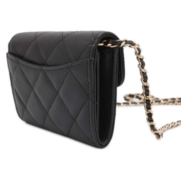 9539037 02 CHANEL Chain Wallet Matelasse Cocomark Mini Soft Caviar Skin Black