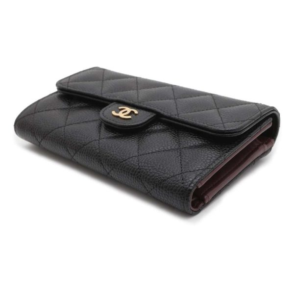 9541450 02 CHANEL Matelasse Coco Mark Caviar Skin Black Wallet