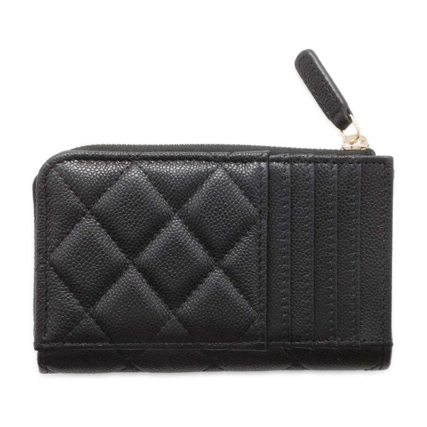 9541481 03 CHANEL Matelasse CocoMark Soft Caviar Skin Card Case Black