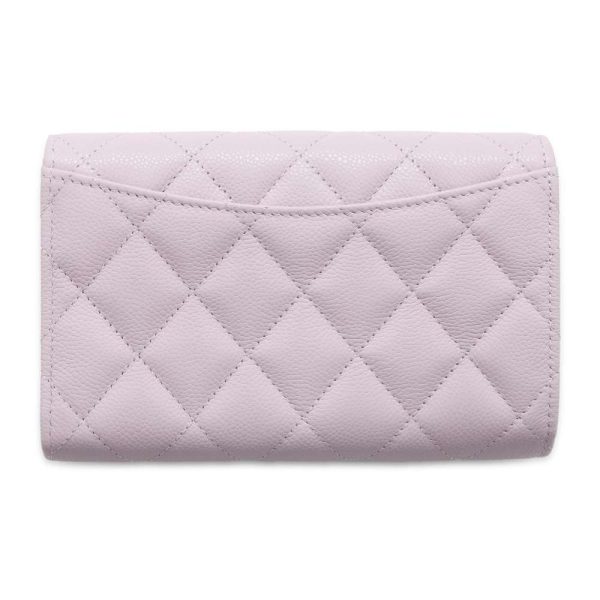 9543591 03 CHANEL Matelasse Coco Mark Caviar Skin Black Wallet Pink