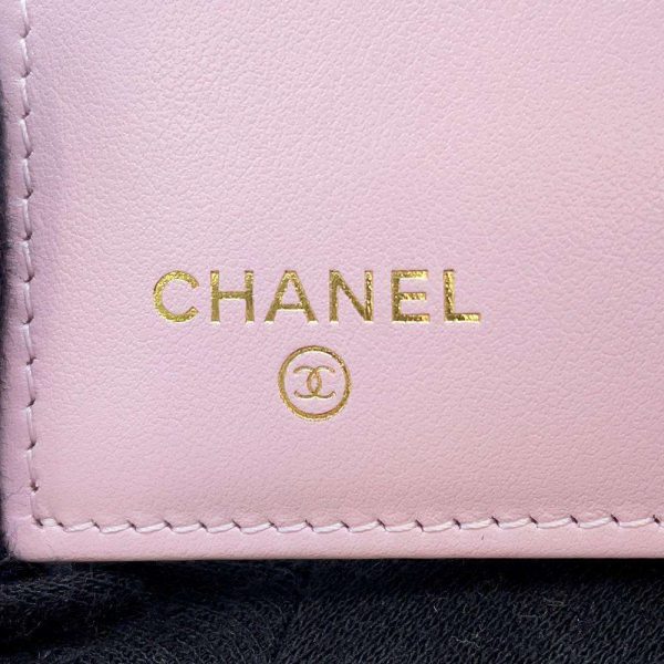 9543591 07 CHANEL Matelasse Coco Mark Caviar Skin Black Wallet Pink