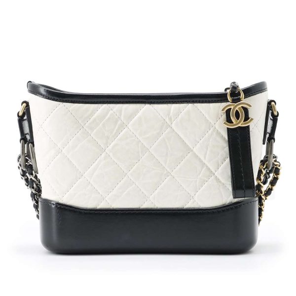 9544529 01 CHANEL Small Hobo Chain Shoulder Bag Cocomark Gabriel de Black White