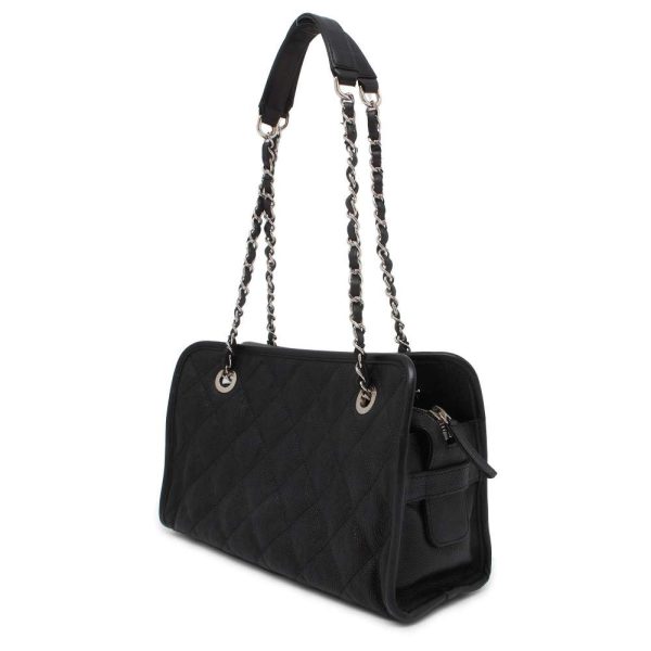 9544741 02 CHANEL Chain Shoulder Bag Matelasse Caviar Skin CocoMark Black