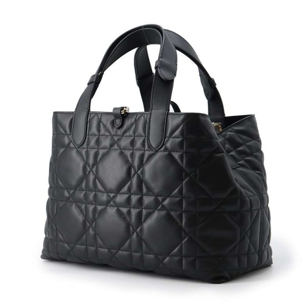 9549500 02 Dior Toujours Macro Cannage Medium Calf Handbag Black