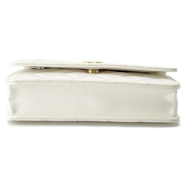 9552883 03 CHANEL Chain Wallet Coco Mark Caviar Skin Wallet White