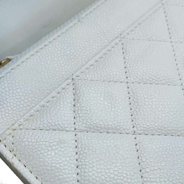 9552883 07 CHANEL Chain Wallet Coco Mark Caviar Skin Wallet White