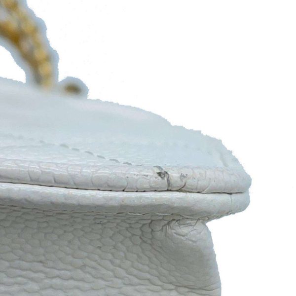 9552883 15 CHANEL Matelasse Caviar Skin Chain Wallet White