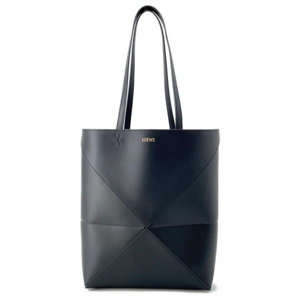 9556157 01 LOEWE Puzzle FMedium Calf Tote Bag Black