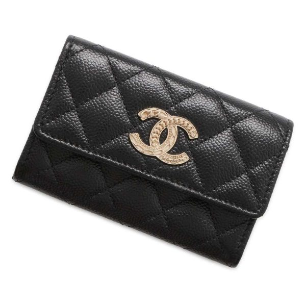 9556362 01 CHANEL Case Matelasse Flap CocoMark Caviar Skin Black