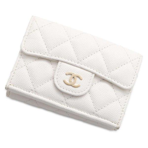 9558809 01 CHANEL Matelasse Cocomark Small Flap Wallet White