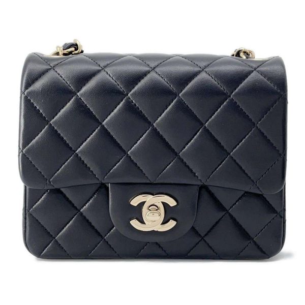 9561311 01 CHANEL Chain Bag Coco Mark Lambskin Mini Matelasse Black