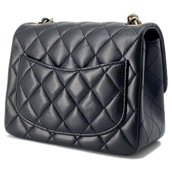 9561311 02 CHANEL Chain Bag Coco Mark Lambskin Mini Matelasse Black