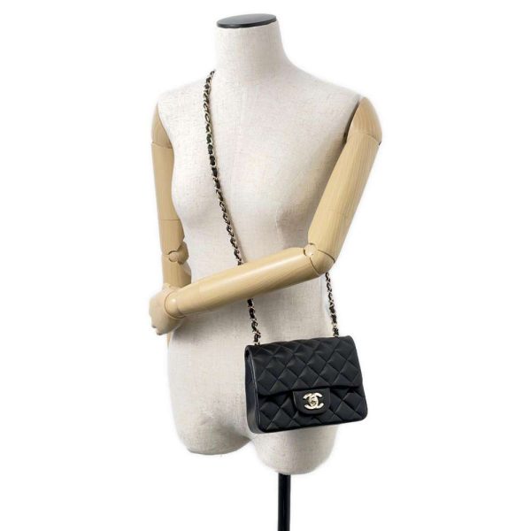 9561311 04 CHANEL Chain Bag Coco Mark Lambskin Mini Matelasse Black