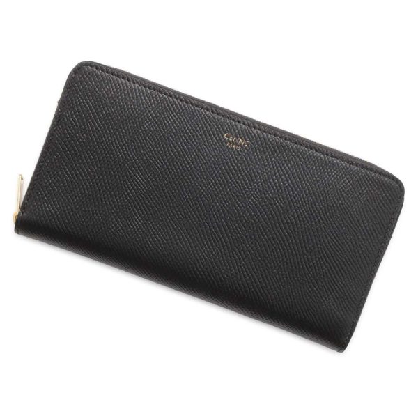 9566996 01 Celine Large Zipped Wallet Black