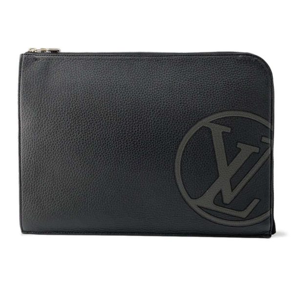 9567061 01 Louis Vuitton Pochette Jour GM Clutch Bag Taurillon Leather Black