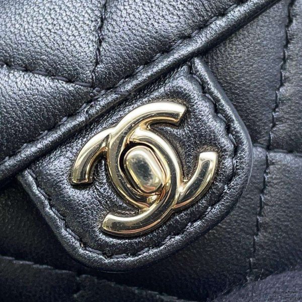 9573772 08 CHANEL Matelasse CocoMark Lambskin Heart Shape Chain Black