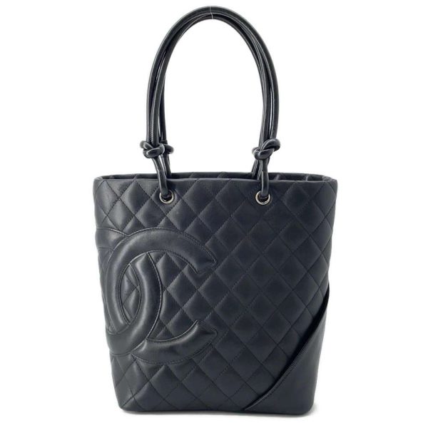 9573895 01 CHANEL Cambon Line Coco Mark Medium Tote Black