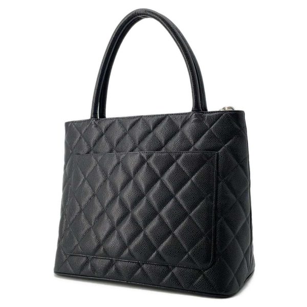 9574120 02 Chanel Tote Bag Coco Mark Caviar Skin Matelasse Quilted Black