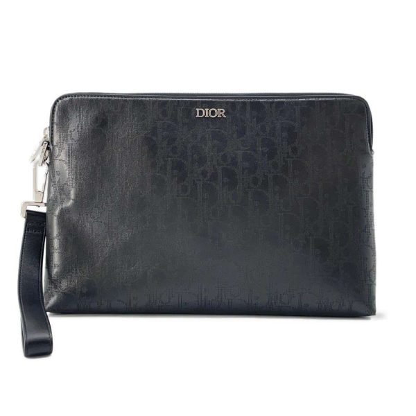 9574199 01 Christian Dior Oblique Galaxy Clutch Bag Black