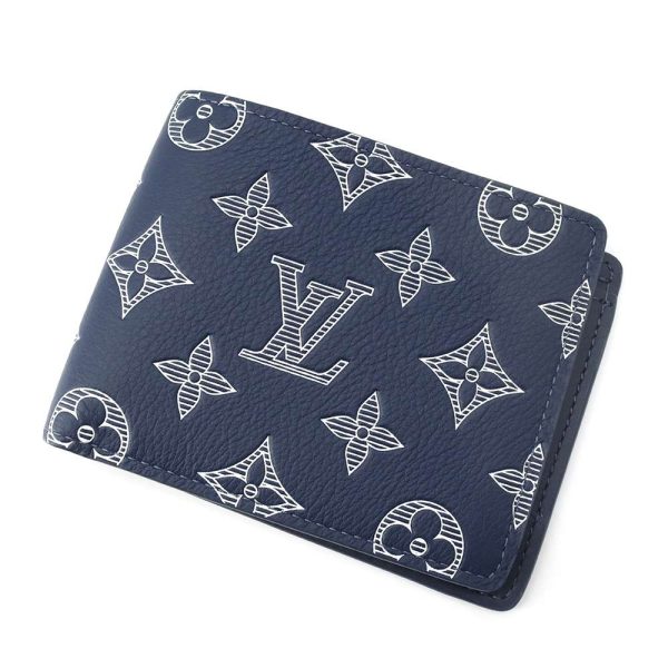 9575134 01 Louis Vuitton Portefeuille Multiple Wallet Shadow Blue Marine