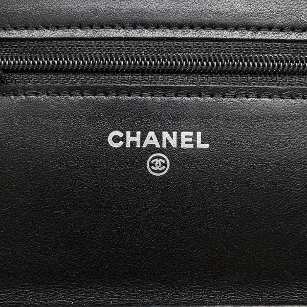 9580022 12 CHANEL Chain Wallet CocoMark Camellia Lambskin Chain Bag Black