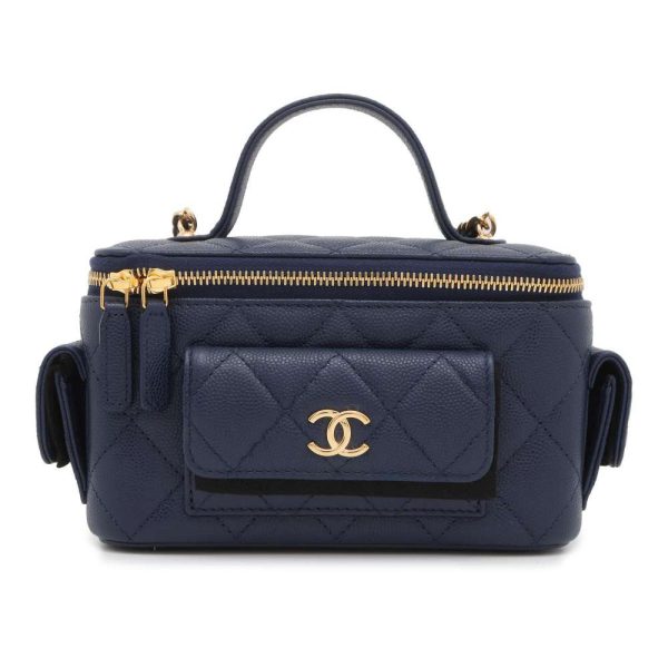 9584648 01 Chanel Chain Shoulder Bag Vanity Caviar Skin Coco Mark Bag