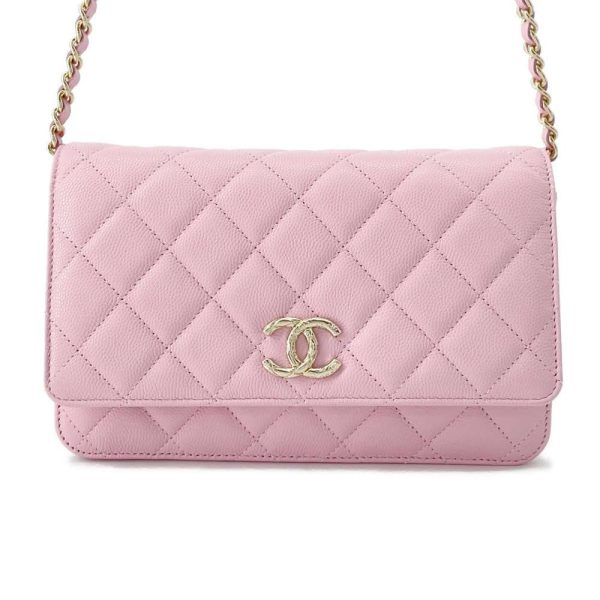 9586147 01 CHANEL Matelasse Caviar Skin Chain Wallet