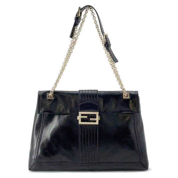 9587281 01 Fendi Chain Shoulder Bag Black