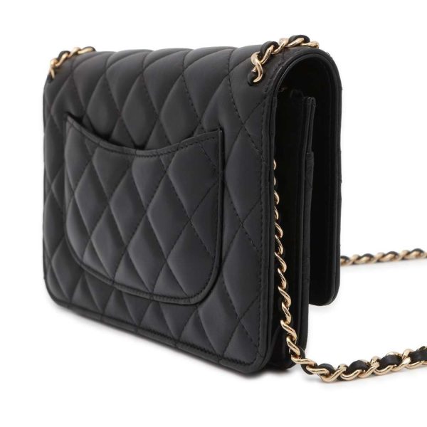 9589926 02 CHANEL Matelasse Lambskin Chain Wallet Black