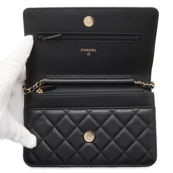 9589926 05 CHANEL Chain Wallet Matelasse Coco Mark Lambskin AP0674 Wallet Black