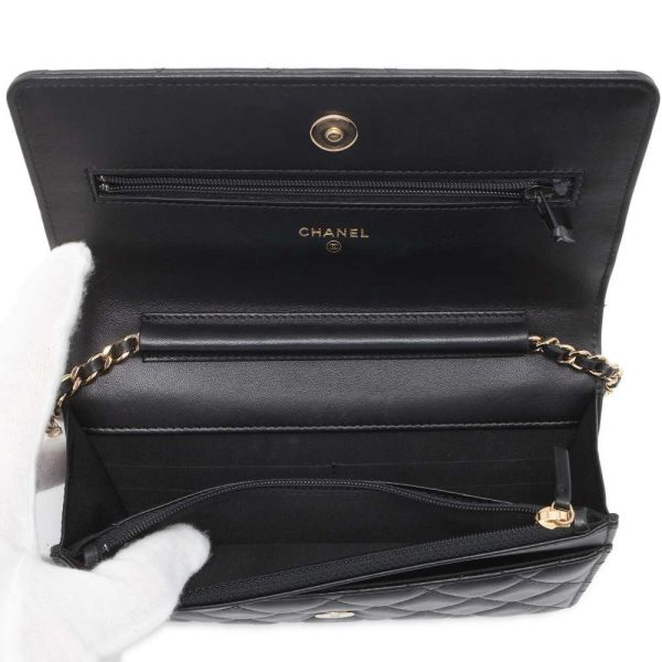 9589926 06 CHANEL Chain Wallet Matelasse Coco Mark Lambskin AP0674 Wallet Black