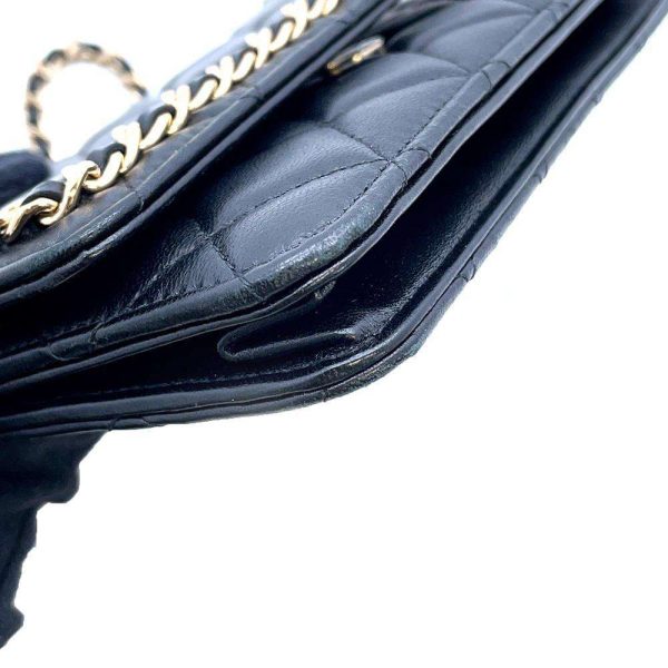 9589926 10 CHANEL Chain Wallet Matelasse Coco Mark Lambskin AP0674 Wallet Black