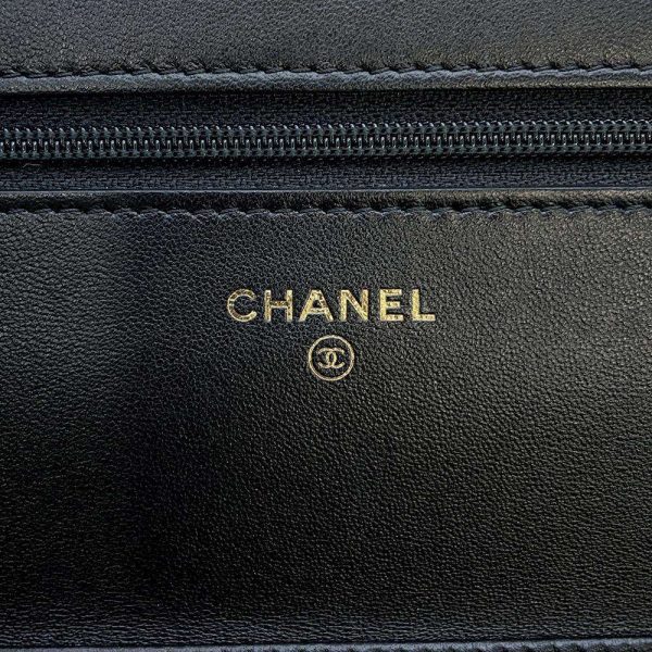 9589926 16 CHANEL Chain Wallet Matelasse Coco Mark Lambskin AP0674 Wallet Black