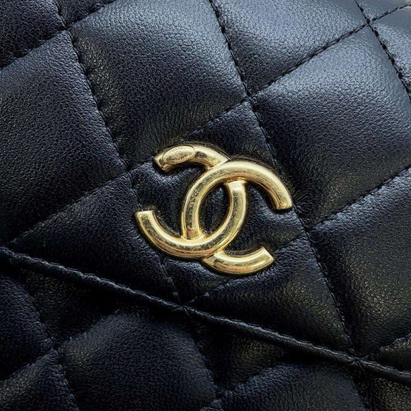 9589940 11 CHANEL Chain Shoulder Bag Matelasse Pearl Rhinestone Coco Mark Lambskin Black