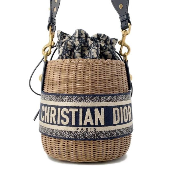 9590090 01 Christian Dior Oblique Wicker Rattan 2way Basket Shoulder Bag