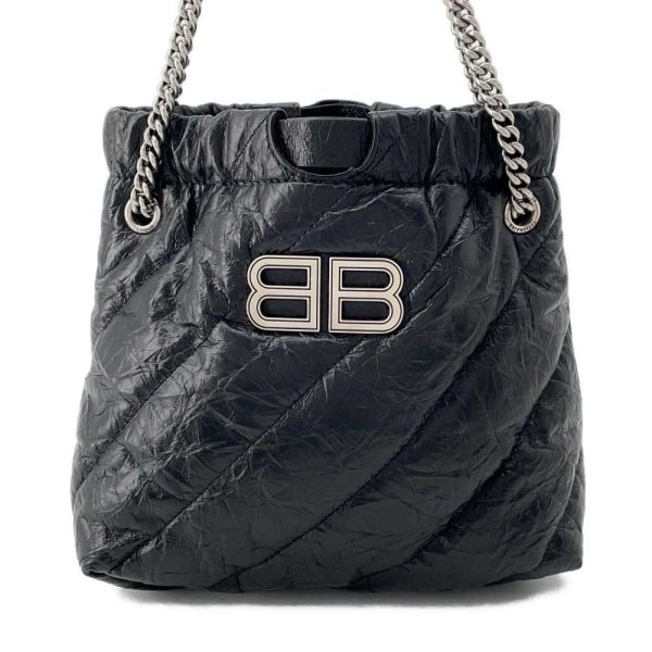 9592605 01 Balenciaga Crush XS Chain Shoulder Bag Black Quilt