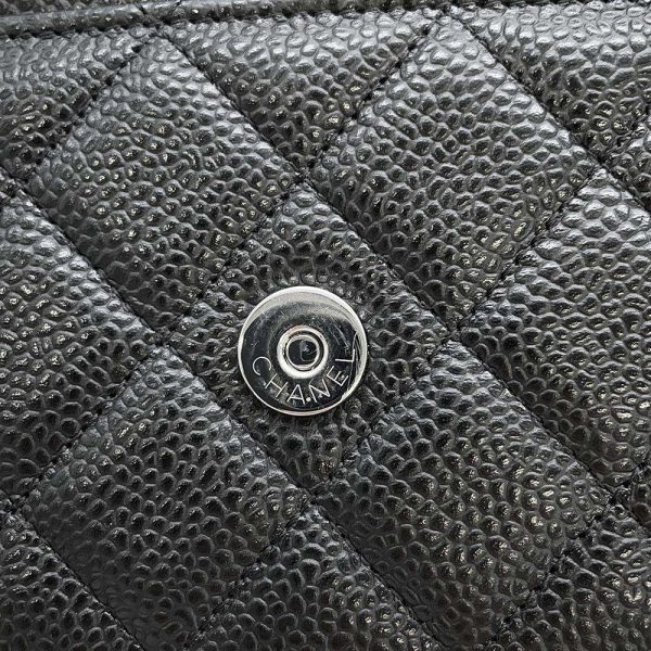 9592841 10 CHANEL Chain Wallet Coco Mark Caviar Skin Wallet Black