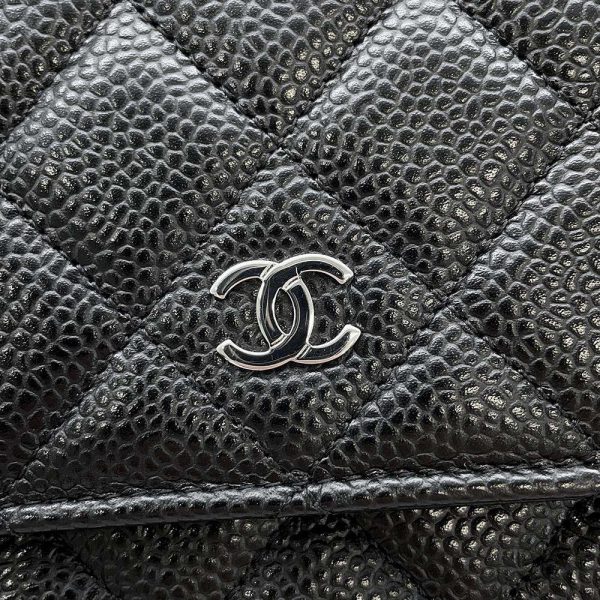 9592841 11 CHANEL Chain Wallet Coco Mark Caviar Skin Wallet Black