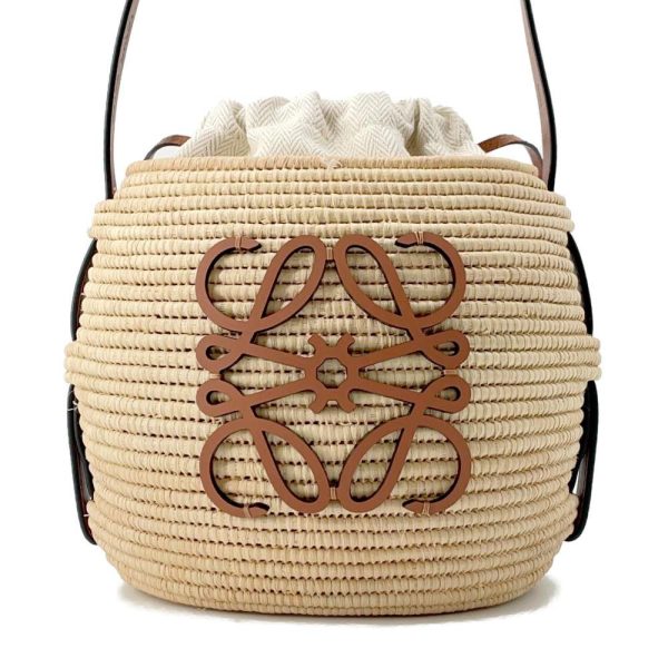 9594449 01 LOEWE Beehive Raffia Calf Basket Bag