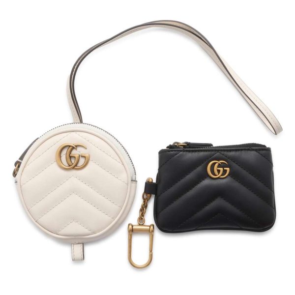 9603479 01 Gucci GG Marmont Coin Case Key Case Black White