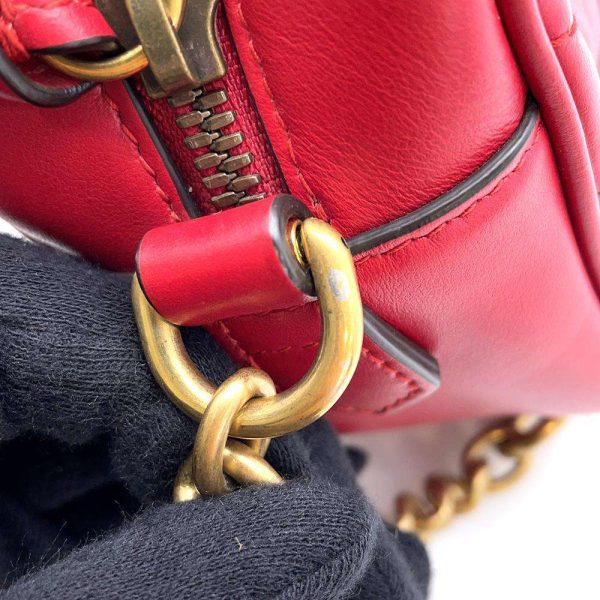 9604179 07 Gucci GG Marmont Quilted Small Chain Shoulder Bag Red