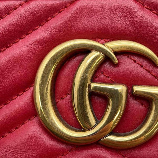 9604179 12 Gucci GG Marmont Quilted Small Chain Shoulder Bag Red