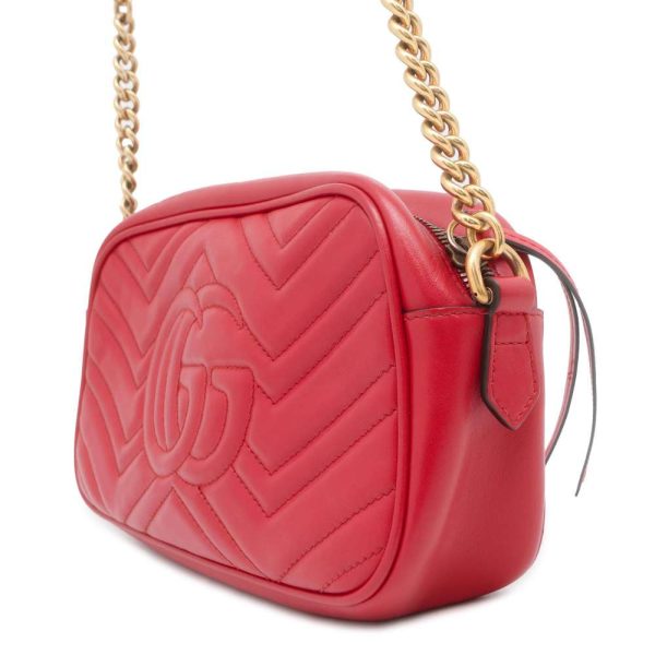 9604186 02 Gucci GG Marmont Quilted Small Shoulder Bag Red