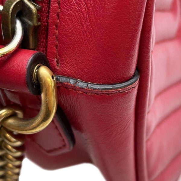 9604186 09 Gucci GG Marmont Quilted Small Chain Shoulder Bag Red